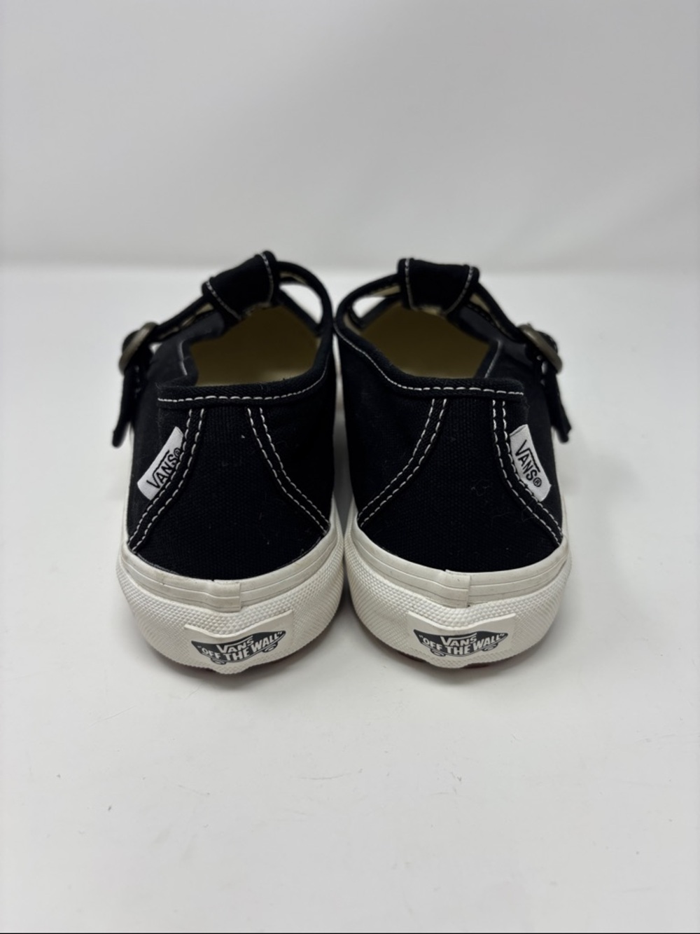 Vans | 8.5 Black Canvas Mary Jane Sneakers with White Toe Cap - Picture 5 of 8